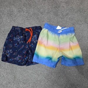 GAP Kids Rainbow Ombre & Navy Space Print Swim Trunks